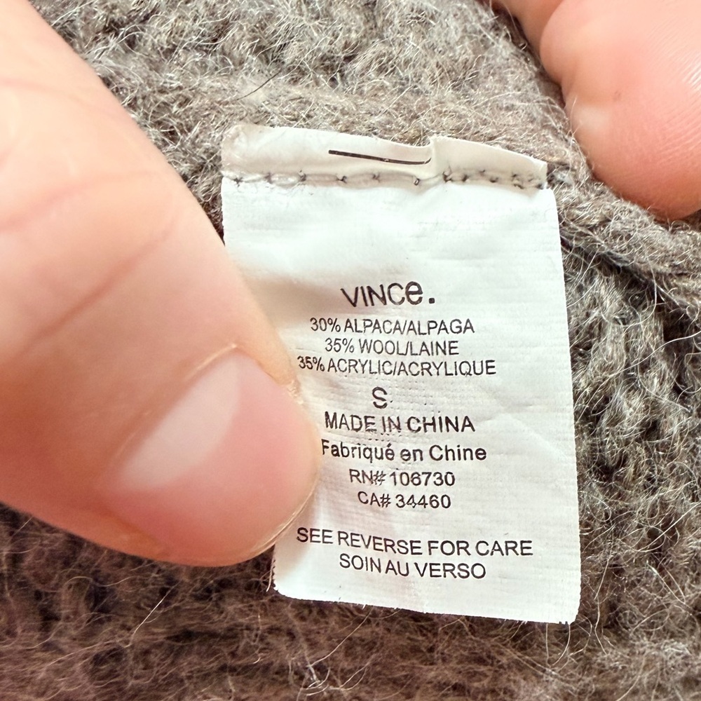 Vince Short Sleeve Cable Knit Cardigan wool & alpaca blend open-front silhouette - Picture 9 of 9